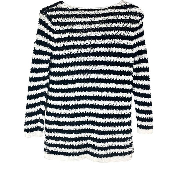 Dana Buchman Black & White Striped Long-sleeve Sweater Size Small - Picture 2 of 9